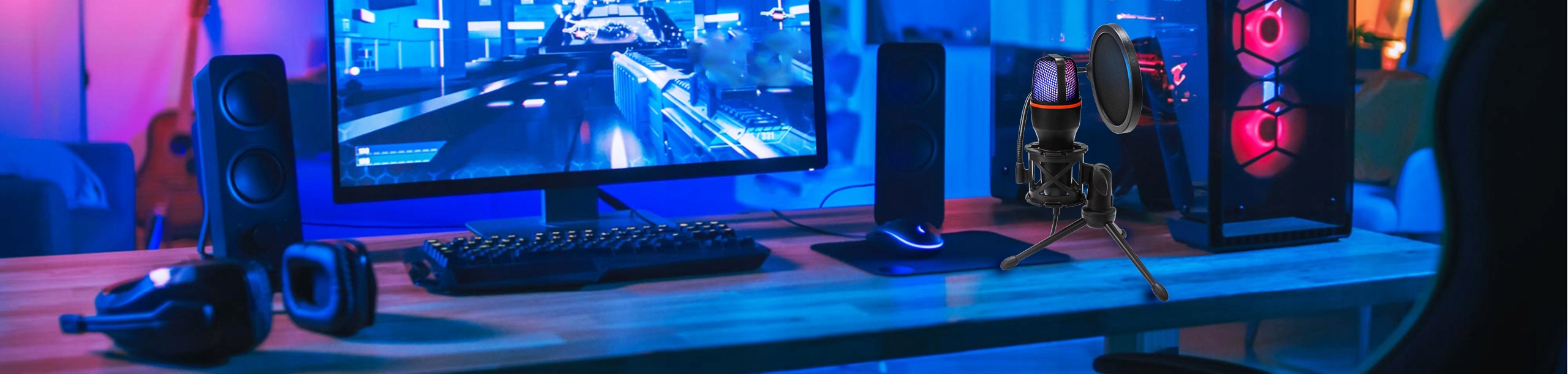 MIKROFON PC POJEMNOŚCIOWY USB LED RGB DLA STREAMERA YOUTUBERA GAMINGOWY Łączność przewodowa