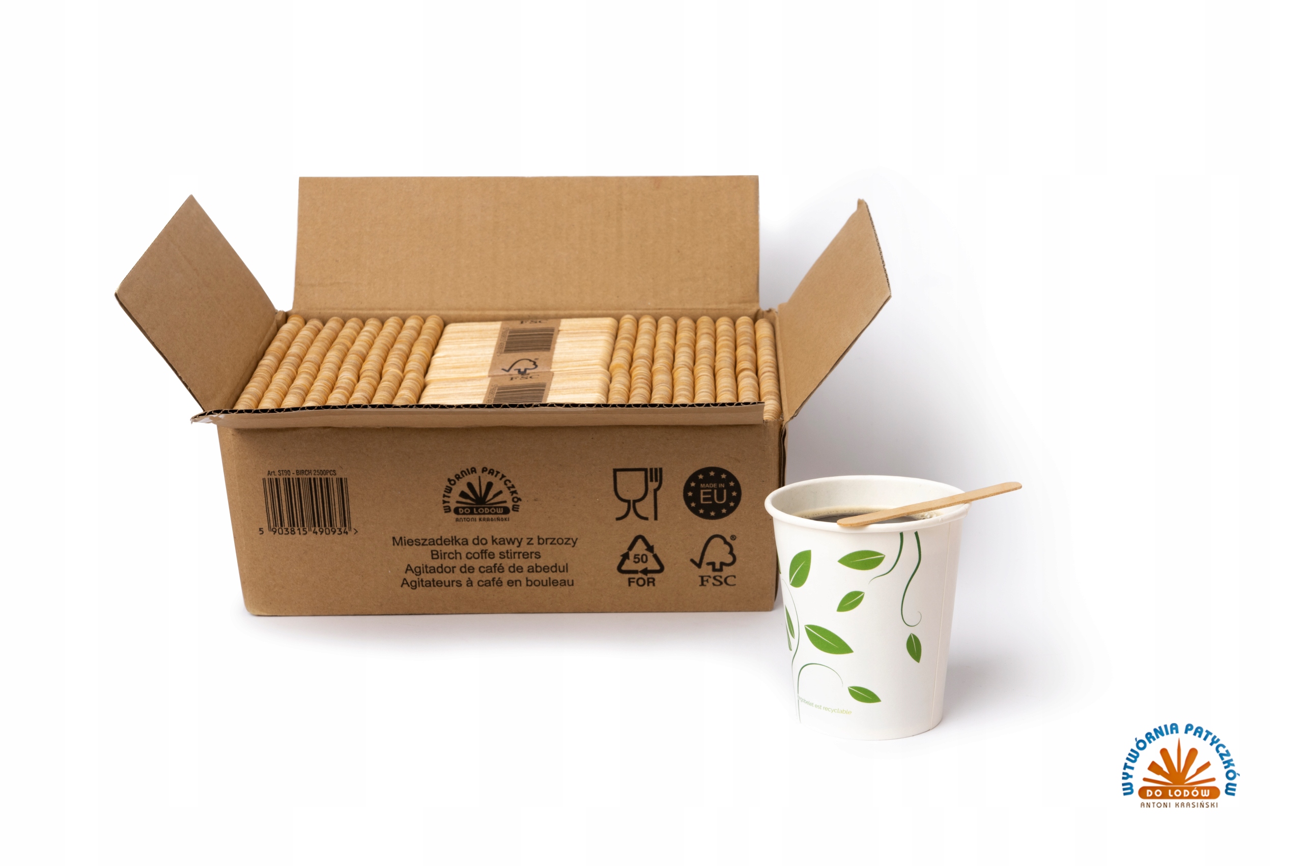 

Mieszadełka drewniane do kawy 2500 sztuk Vending