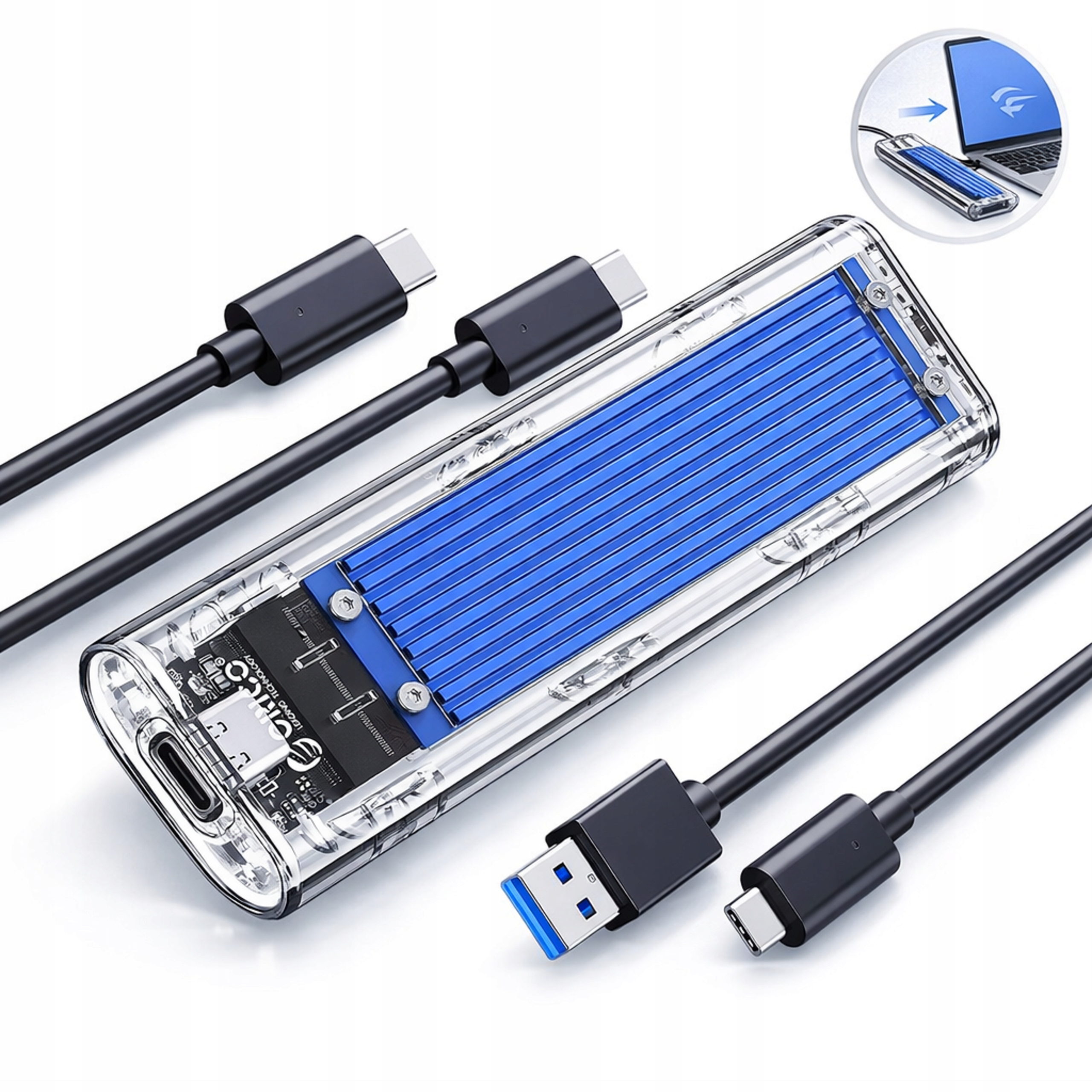 Vnější kryt disku Usb-C 10Gbps Průhledný 2280 M-Key Uasp Trim