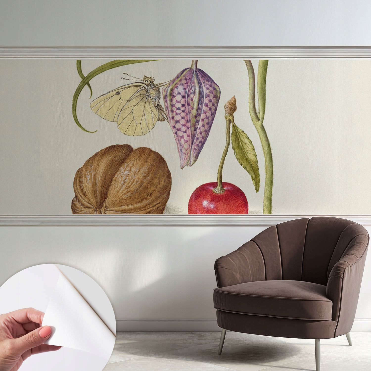 Tapeta Samolepicí Módní s 3D nástěnným lepidlem Motýl rostliny 250 x 104 cm