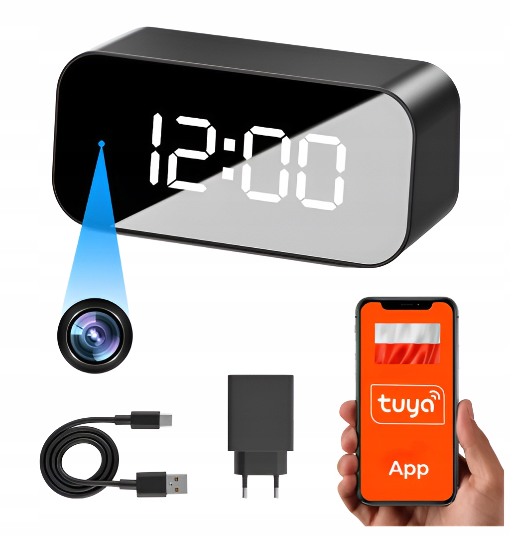 Mini Kamera Skrytá Špionážní Hodinky Wifi Noční Režim Detekce Tuya