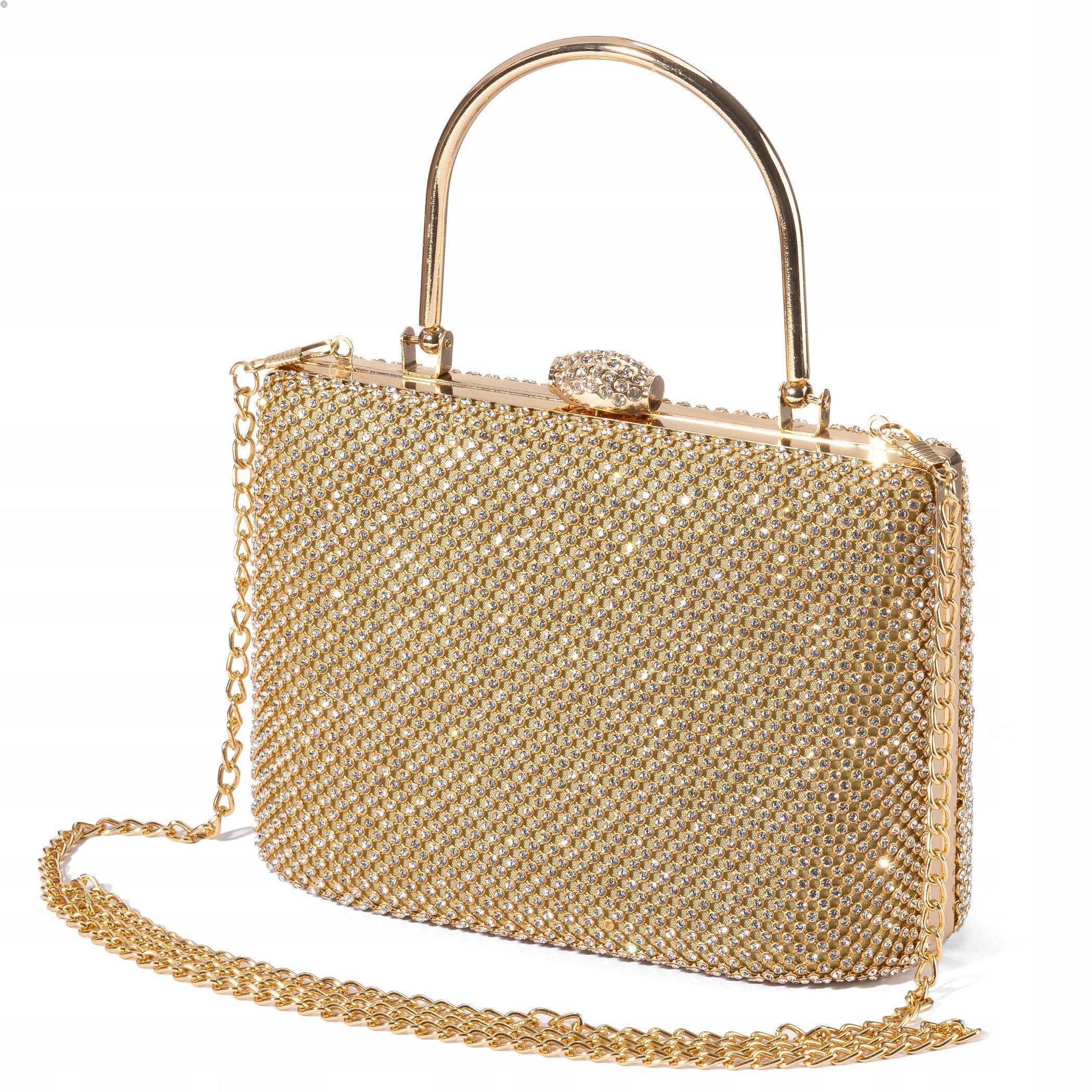 TOREBKA WIZYTOWA PUZDERKO WIECZOROWA ELEGANCKA MAŁA NA ŁAŃCUSZKU ZŁOTA BOX