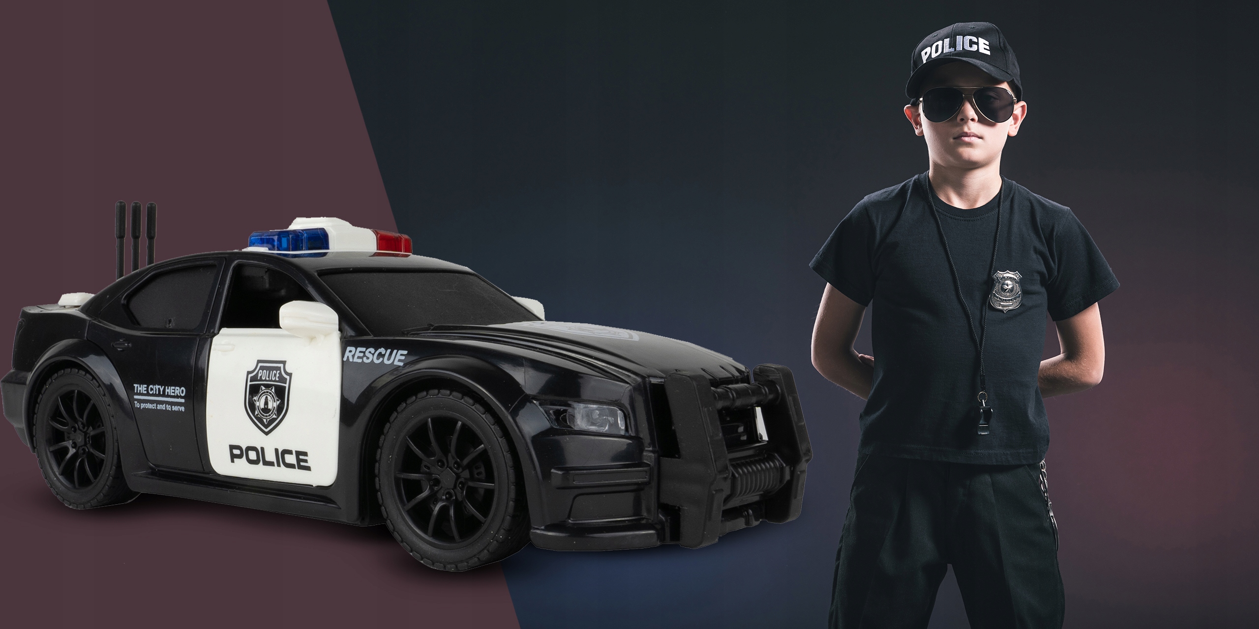 SAMOCHÓD RADIOWÓZ AUTO Z NAPĘDEM POLICJA 1:20 Model MalPlay