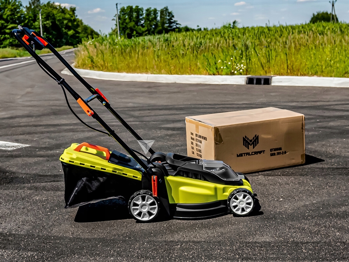 KOSIARKA AKUMULATOROWA METALCRAFT 18V 4Ah 36CM XXL NA DZIAŁKE DO OGRODU Kosz z koszem