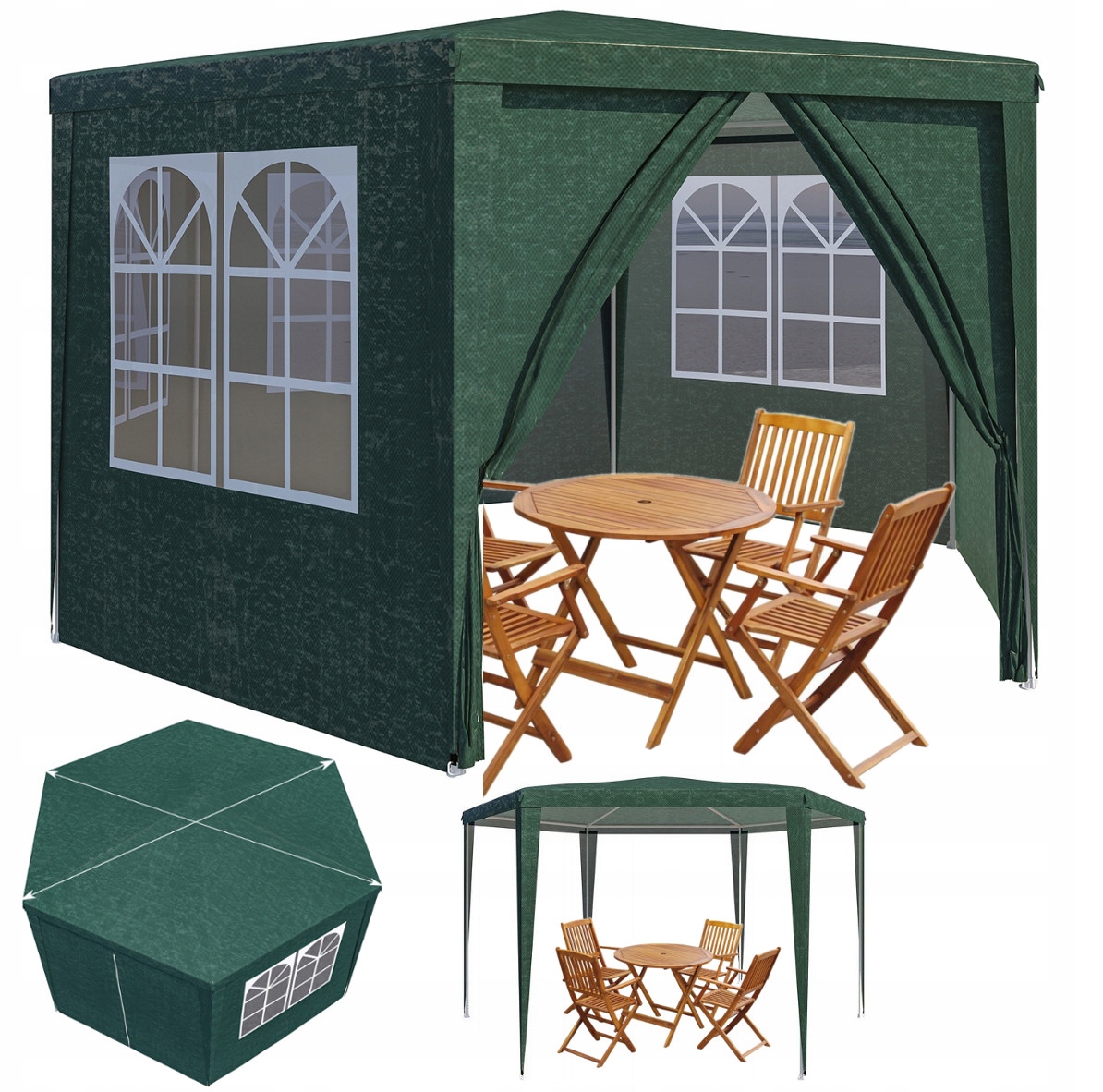 Pawilon Namiot Ogrodowy Handlowy 4x4m Wodoodporny Altanka do Ogrodu 6 Ścian Stan opakowania oryginalne