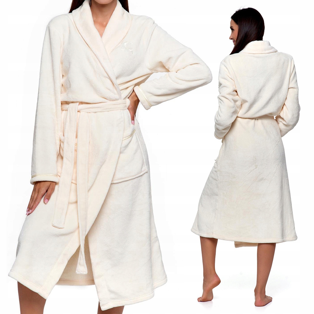 Dámský teplý měkký Plyšový župan se zavazováním v pase Moraj XL