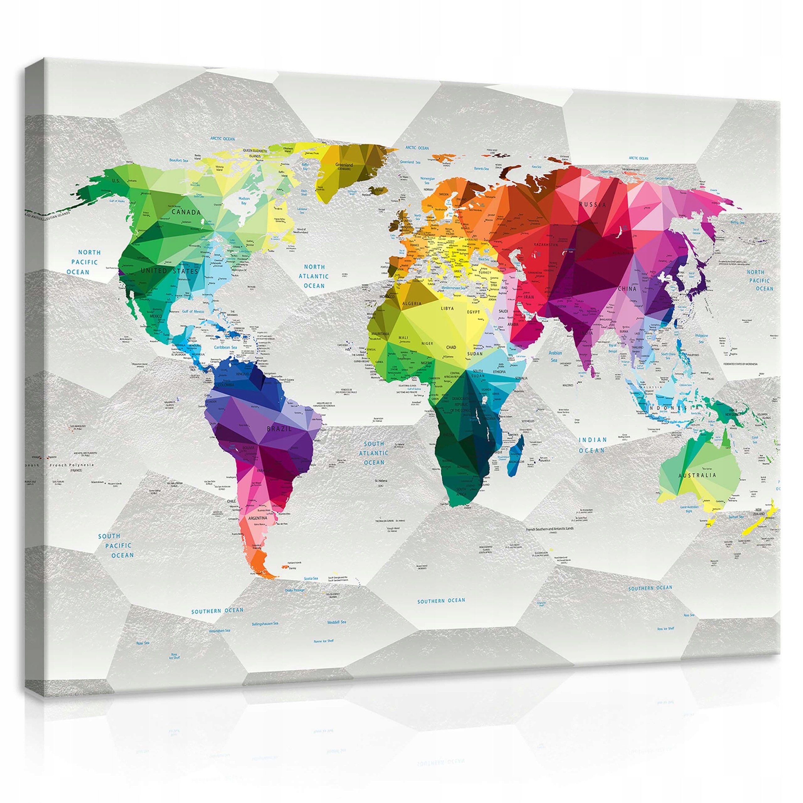 Obraz 100x75 Mapa světa polygonální barevná geografie cestování kontinenty