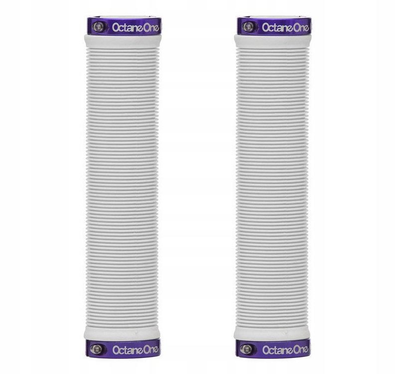 Skręcane Chwyty Octane One Bolt-On Long Biało-Fioletowe Mtb Dh Dirt Pump