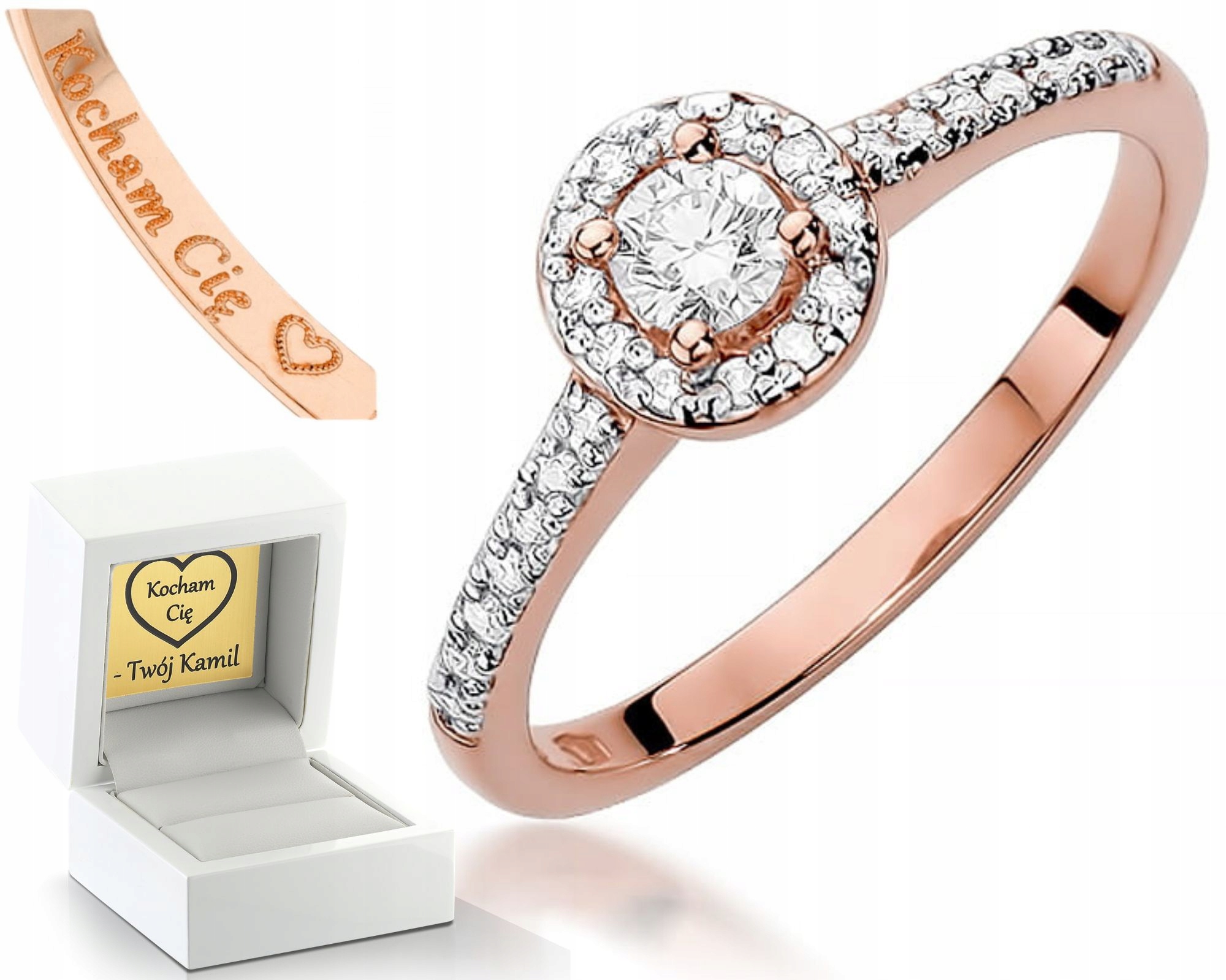 Prstýnek Z Růžového Zlata S Brilianty Gravírování