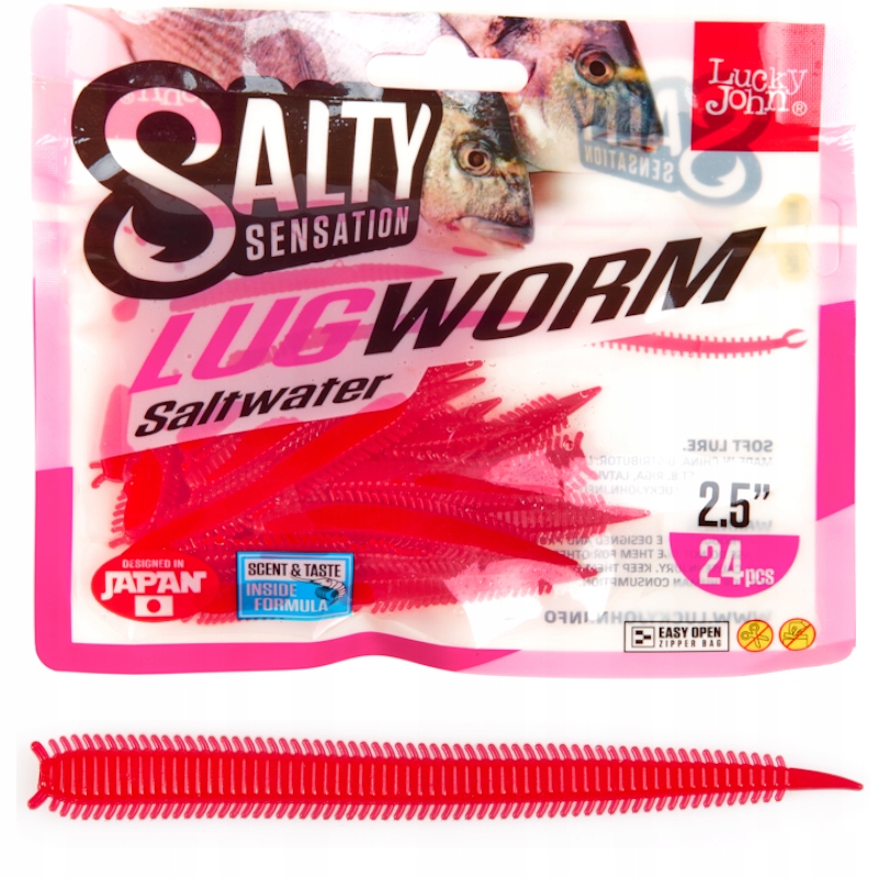 Guma Robak Lucky John Lugworm 2.5" 6.35cm F40 24szt. Na Pstrąga Okonia