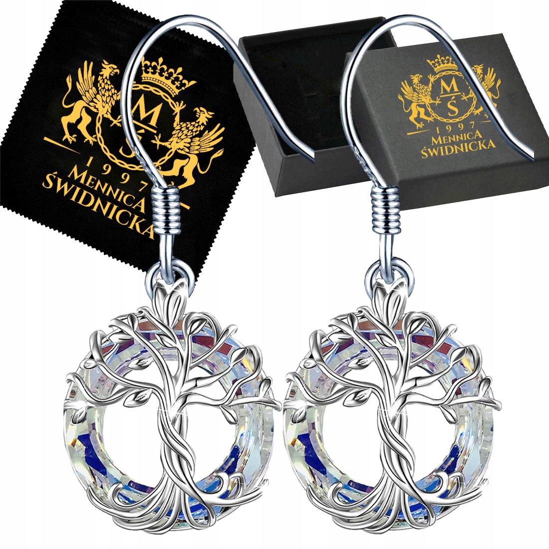 Stříbrné Šperky Stříbrné Visací Náušnice Strom Života Stříbro 925 Gravírování