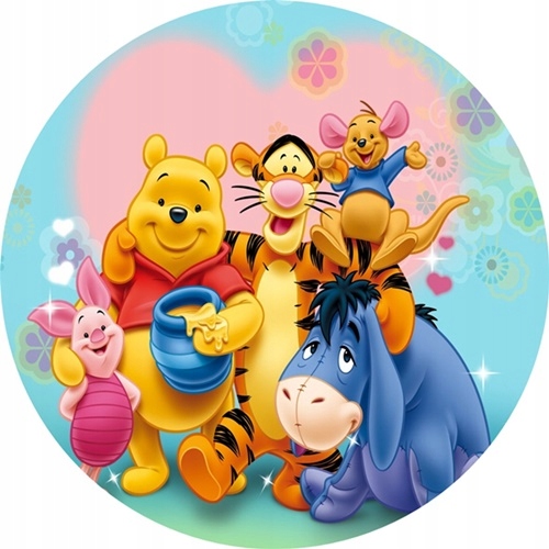 KUBUŚ PUCHATEK opłatek na tort z NAPISEM urodziny