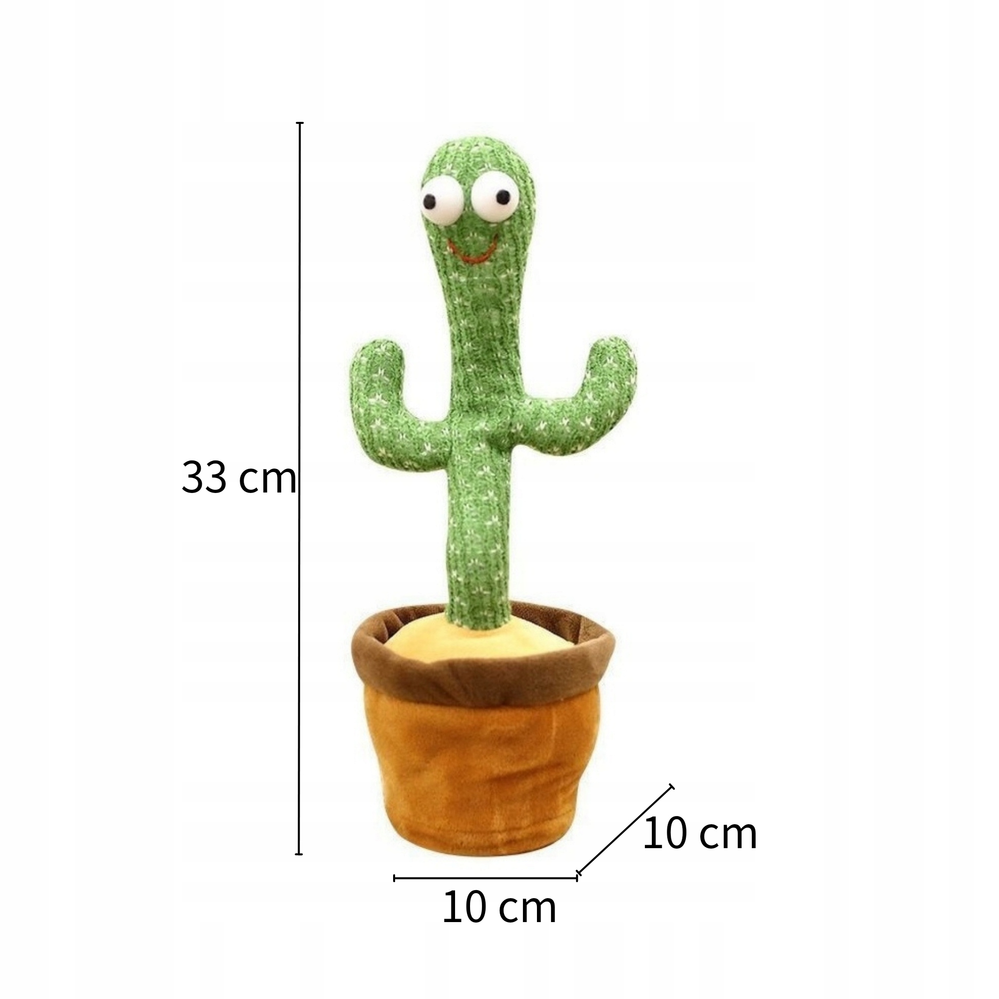 ŚPIEWAJĄCY TAŃCZĄCY LED ZABAWKA KAKTUS ZABAWKI INTERAKTYWNE DLA DZIECI Szerokość produktu 10 cm