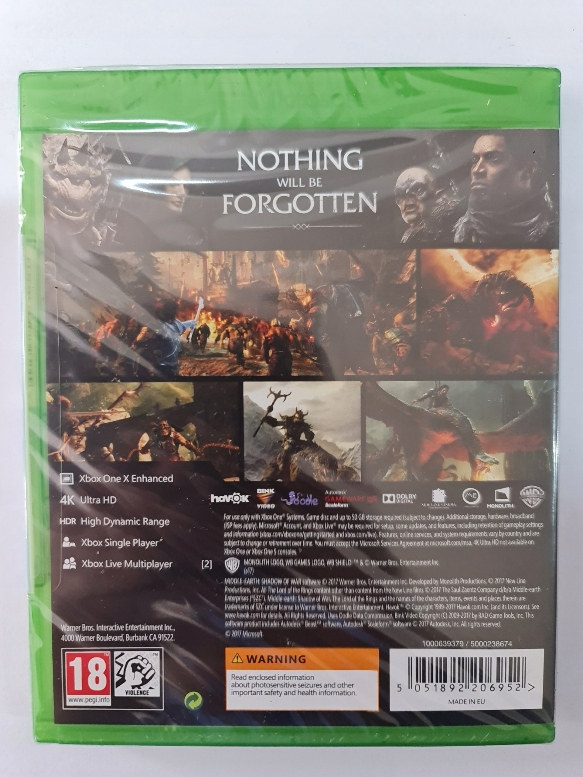 MIDDLE-EARTH SHADOW OF WAR NOWA XBOX ONE Wykorzystuje kontroler ruchu Nie