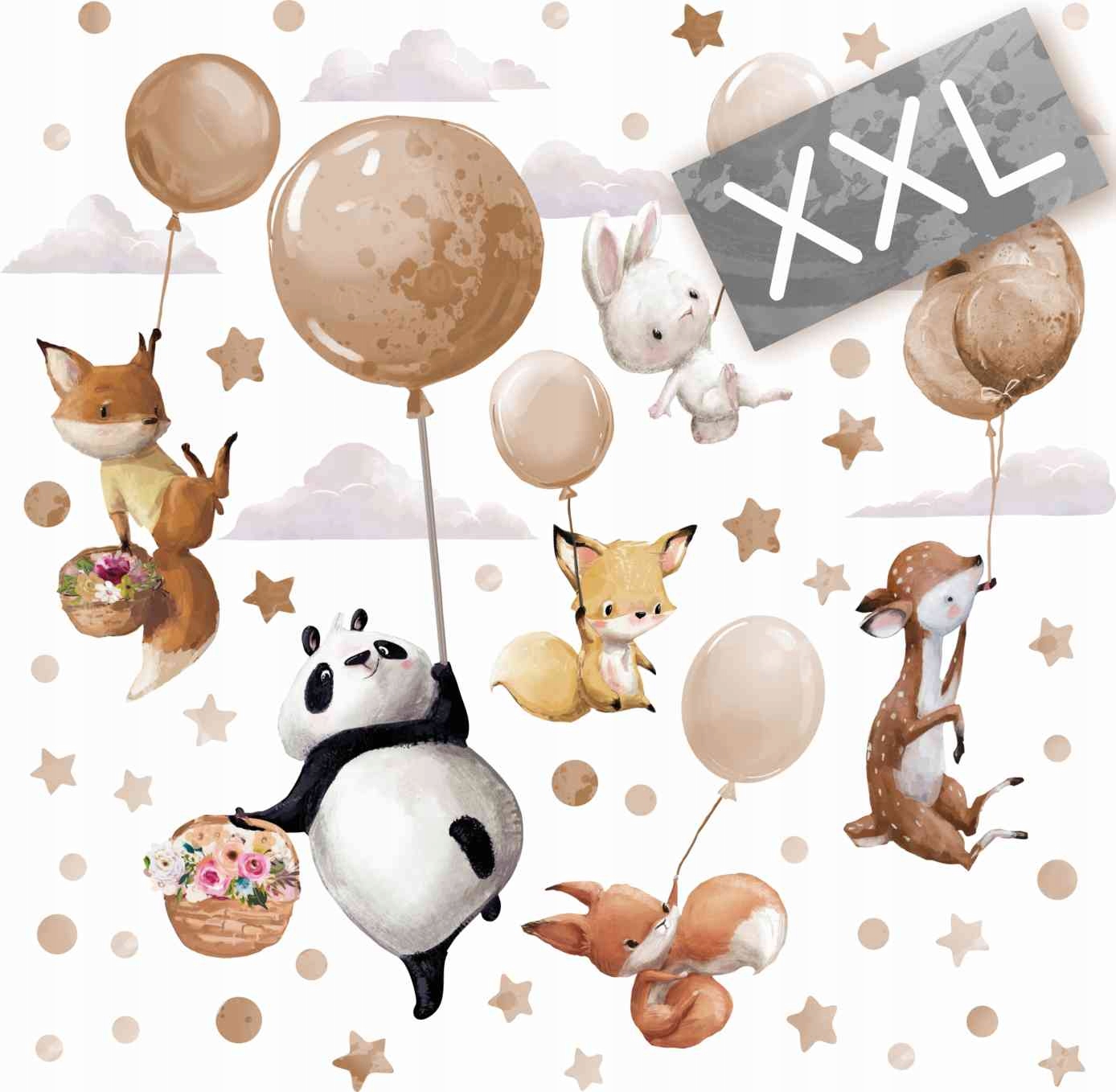 

XXL Naklejki Na Ścianę Zwierzątka I Balony Beżowe