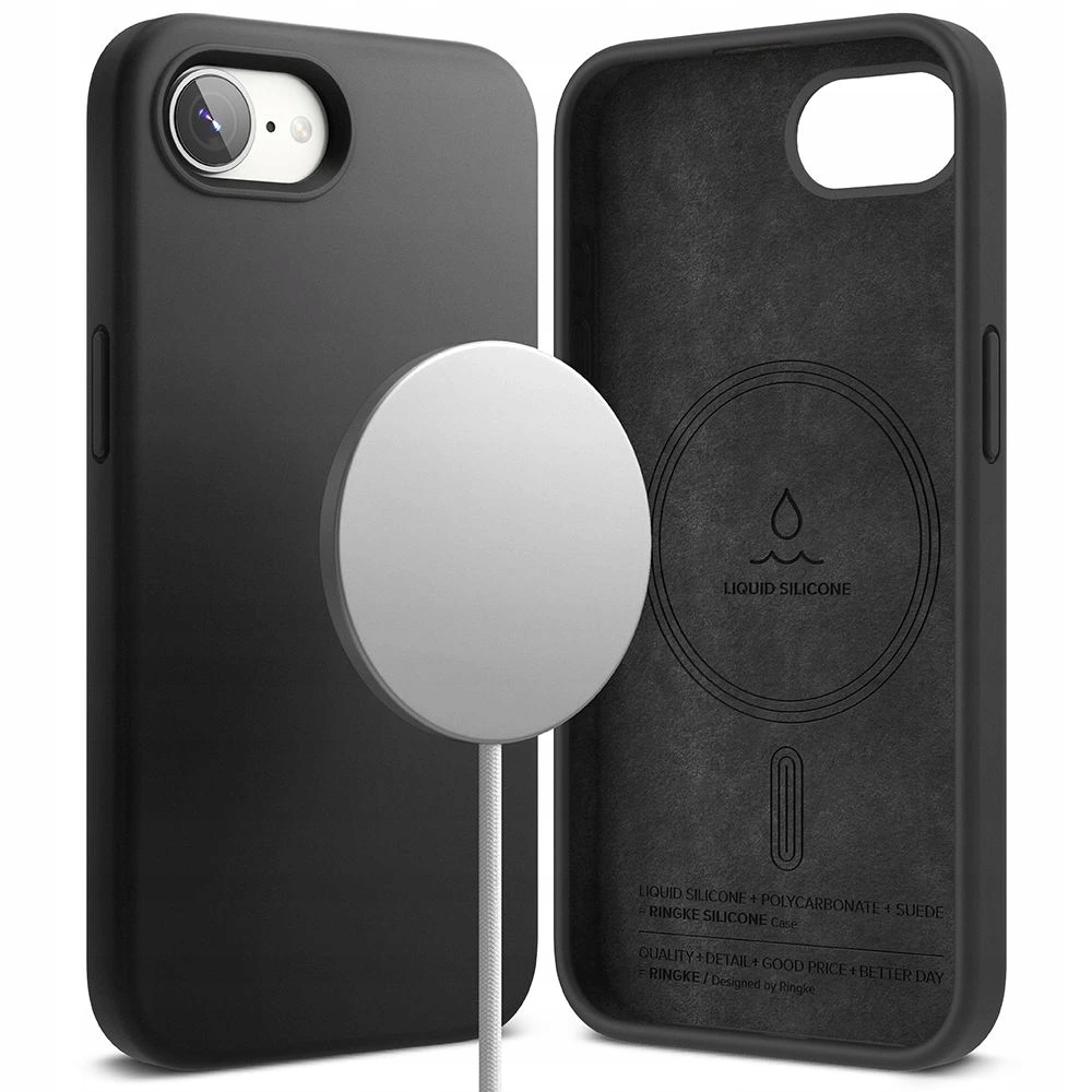 Ringke Silicone Magnetic MagSafe etui na iPhone 16e – czarne