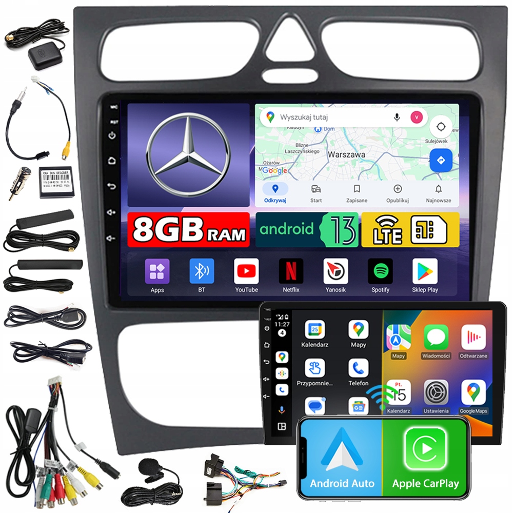 Autorádio Ncs ZQ9 Mercedes-benz W203 2000-2007 Android 8GB Lte