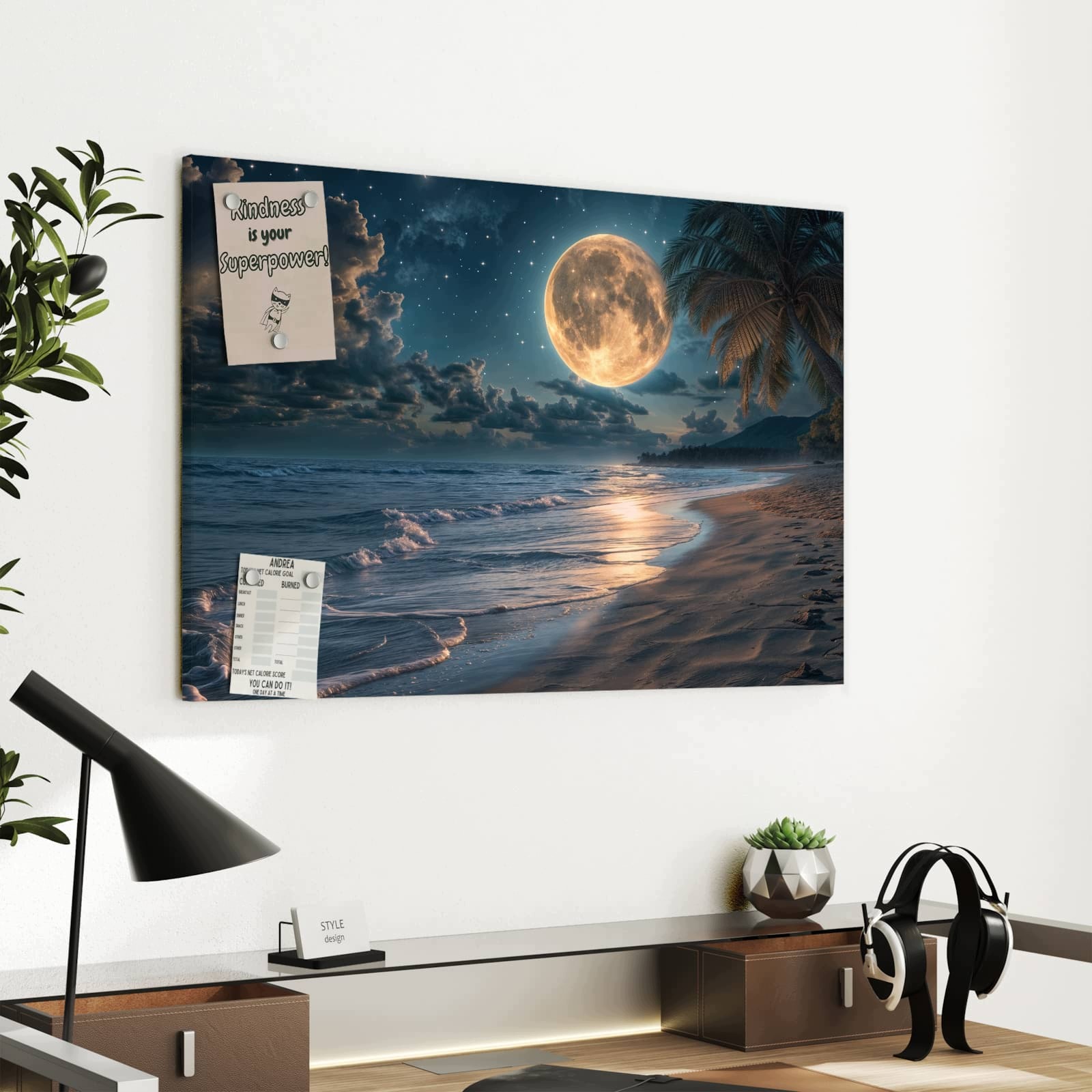 Magnetická tabule Ksiežycová noc Pláž 60 × 40 cm