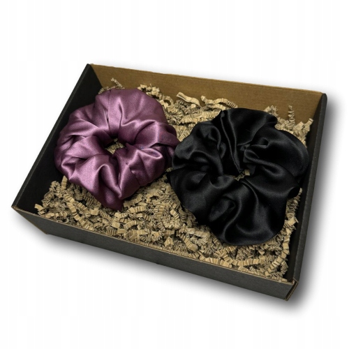 Hedvábné Gumičky Na Vlasy Dárková Krabička Morušové Hedvábí Scrunchie 2-PAK vel. L