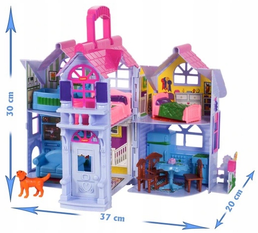 DUŻY DOMEK DLA LALEK Rozkładany+ MEBELKI + WALIZKA PREZENT DZIECI LED POKÓJ Materiał inny