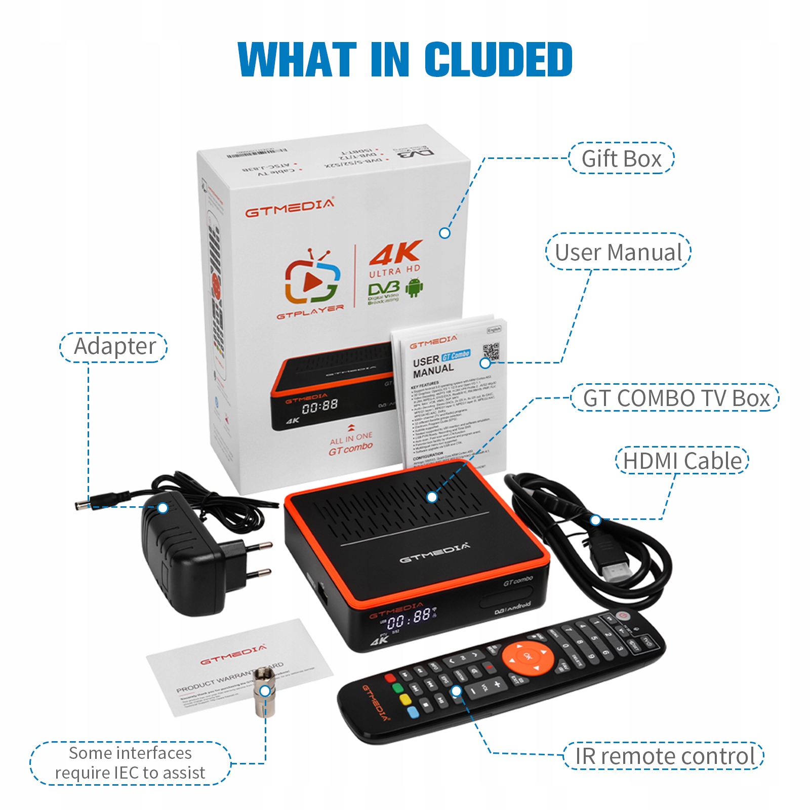 TV BOX DVB-S2/T2 Tuner Dekoder GTMEDIA GTcombo 8K 3DAndroid Youtube Netflix Informacje o bezpieczeństwie CE