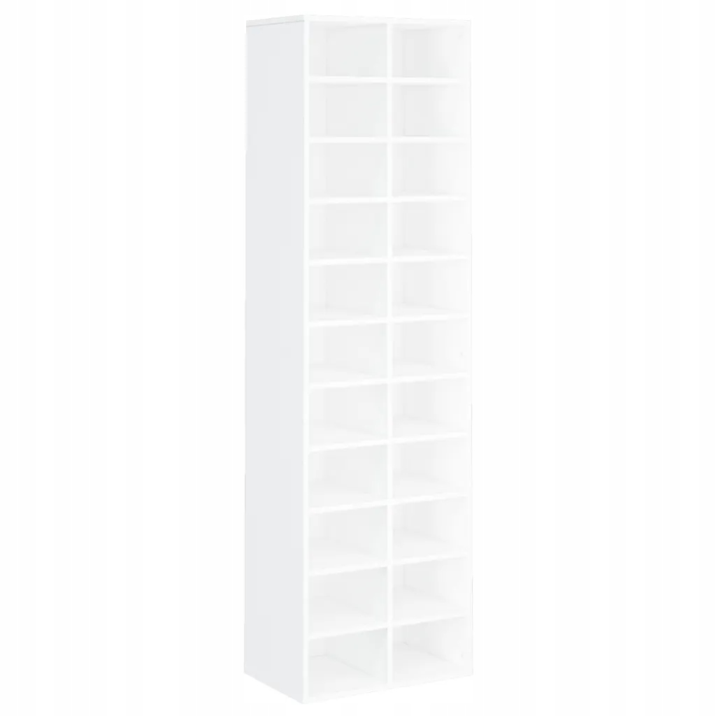 Stojan na boty s 22 policemi, materiál na bázi dřeva, bílý, 54x34x183 cm