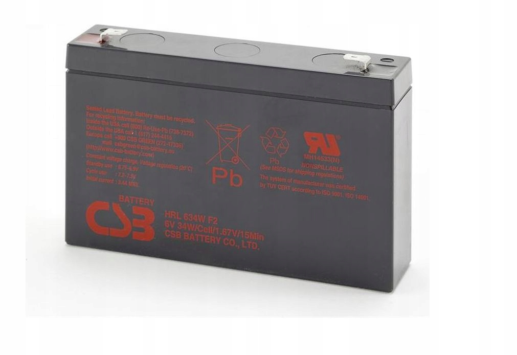 Żelowy akumulator Csb HRL634WF2 6V 9Ah Jasło Apc
