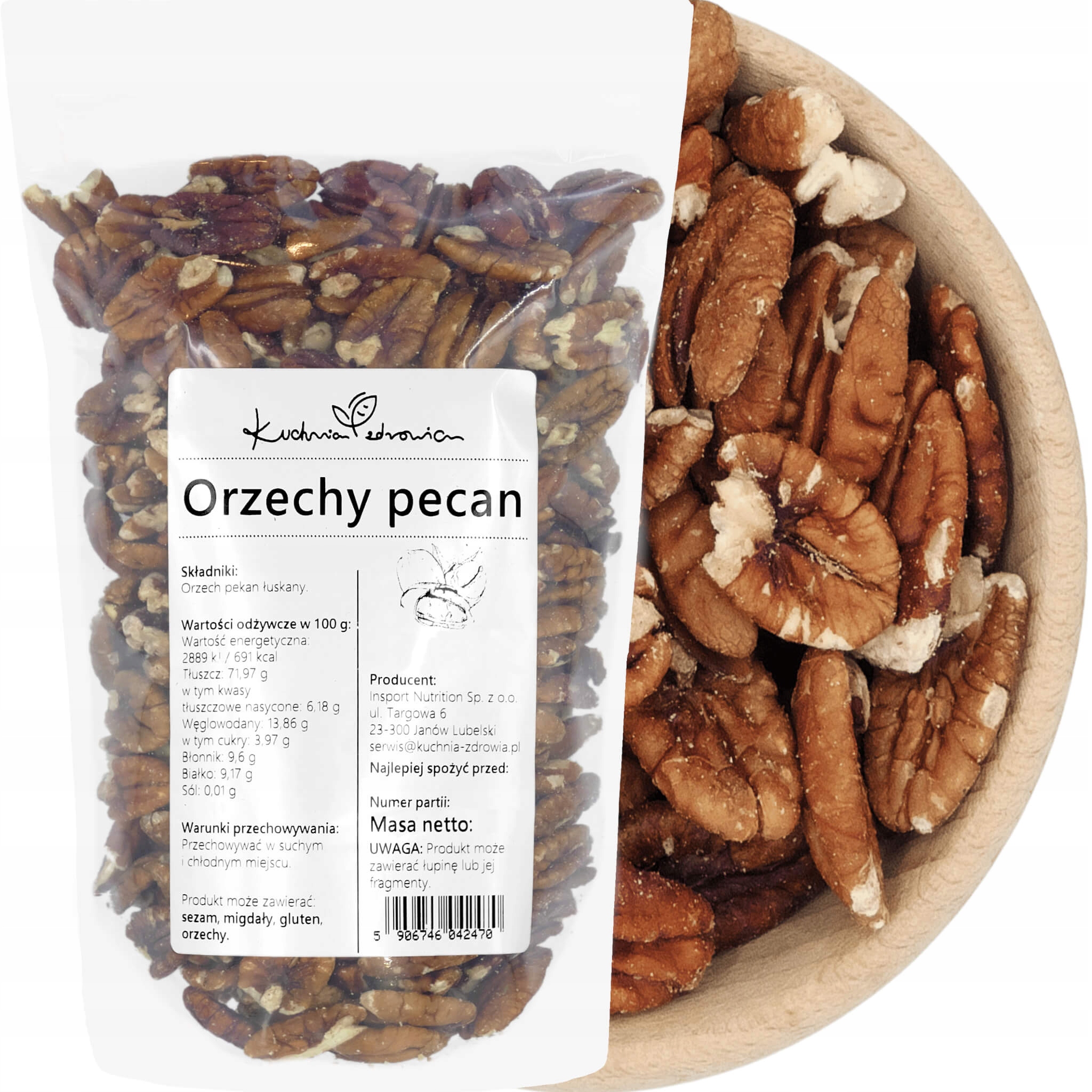Levně Pekanové Ořechy 1kg Pecan Loupané Přírodní Čerstvé Kuchnia Zdrowia