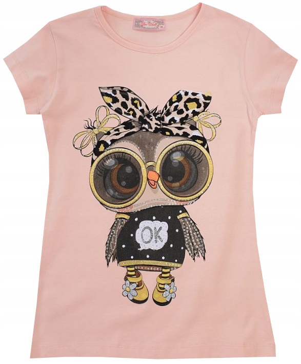 BLUZKA T-SHIRT BAWEŁNA WESOŁA SOWA 164 H300U