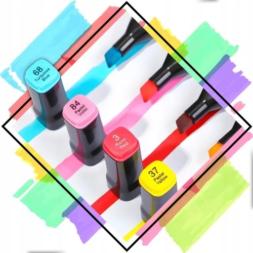 MARKERY ALKOHOLOWE ZESTAW 80SZT FLAMASTRY DWUSTRONNE PISAKI MAZAKI + TORBA Marka Touch