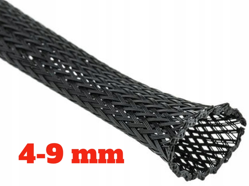 Nylonové opletení 5 mm pro kabely 4-9 mm, černé, kryt kabelů