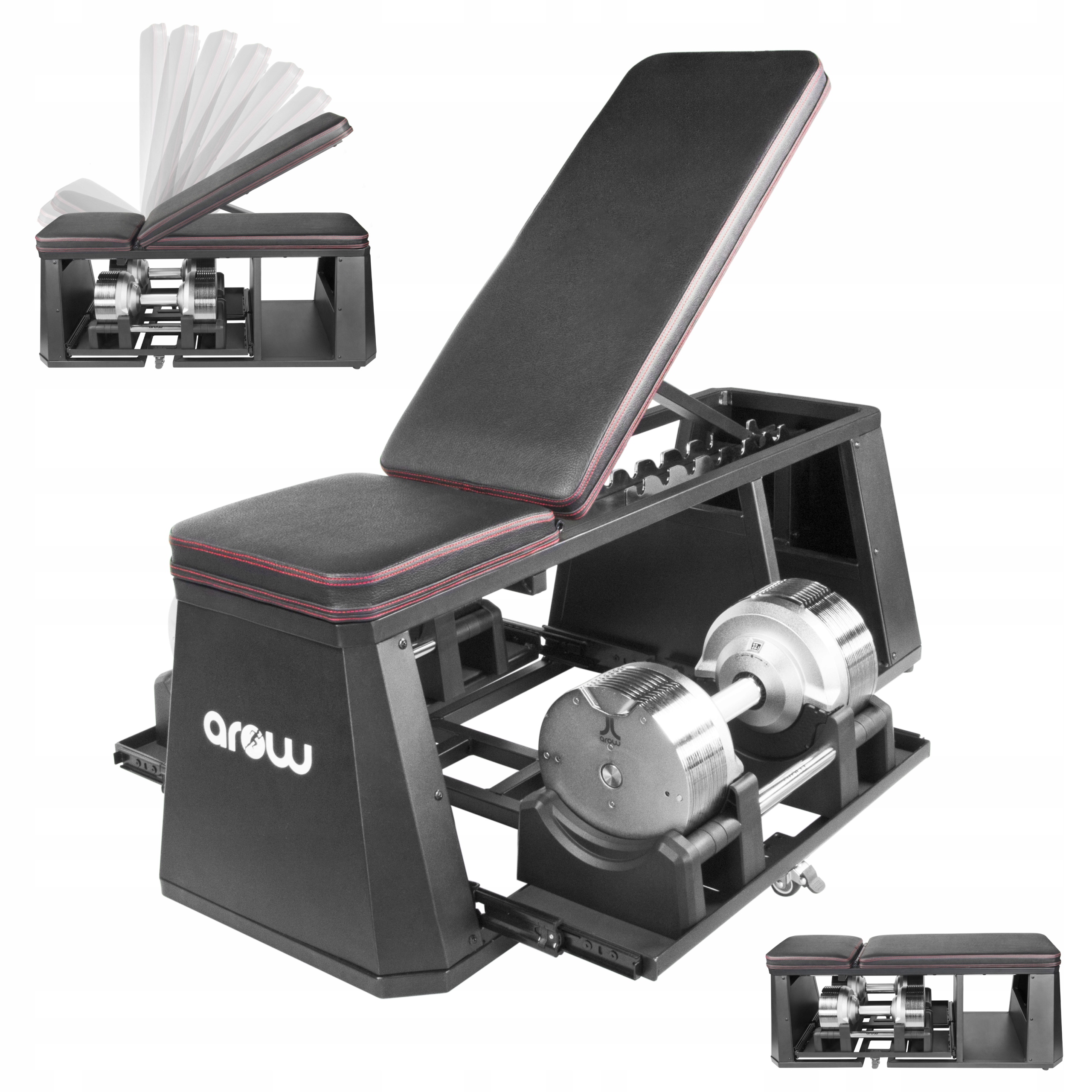 Zestaw 2X Hantla Regulowana 23,5 kg Srebrna Ławka Treningowa do ćwiczeń