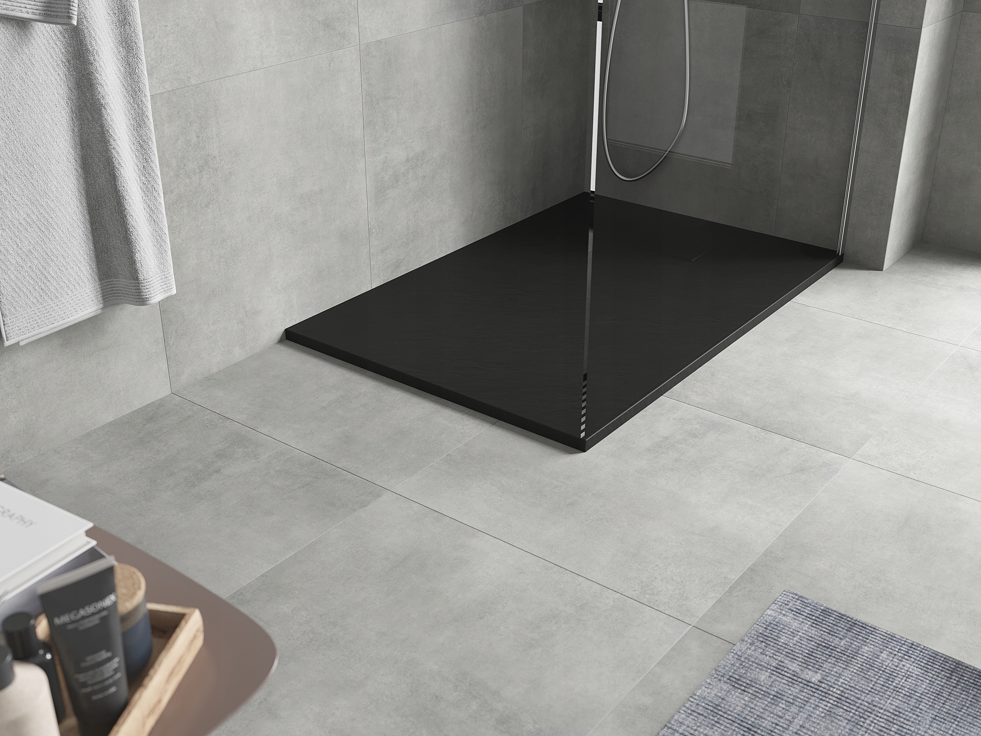 MEXEN HUGO BRODZIK PROSTOKĄTNY SMC 130x70 CZARNY Kształt prostokątny