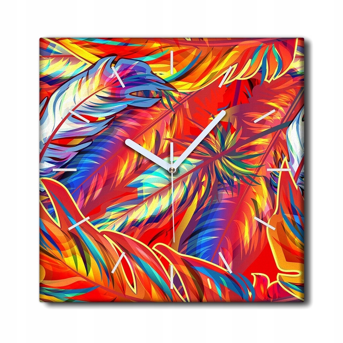 

Zegar ścienny na ramie 30x30 cm Egzotyczne Pióra