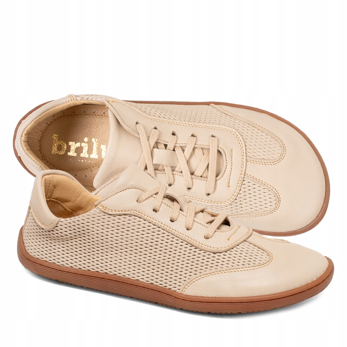 Brilu Polskie Damskie Sneakersy Perforowane Barefoot Galaxy Beżowe 41