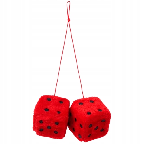 Kostki Pluszowe kości samochodowe Zawieszka na lusterko Fuzzy Dice Czerwone