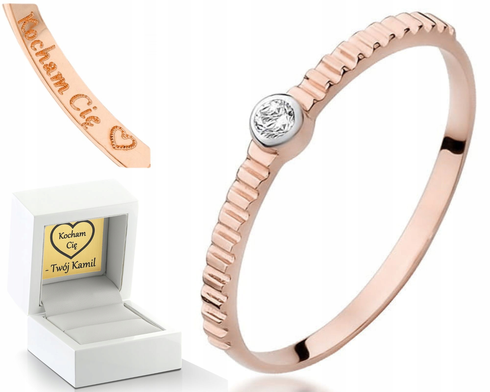 Růžové Zlato Prstýnek S Briliantem Gravírování Bonus