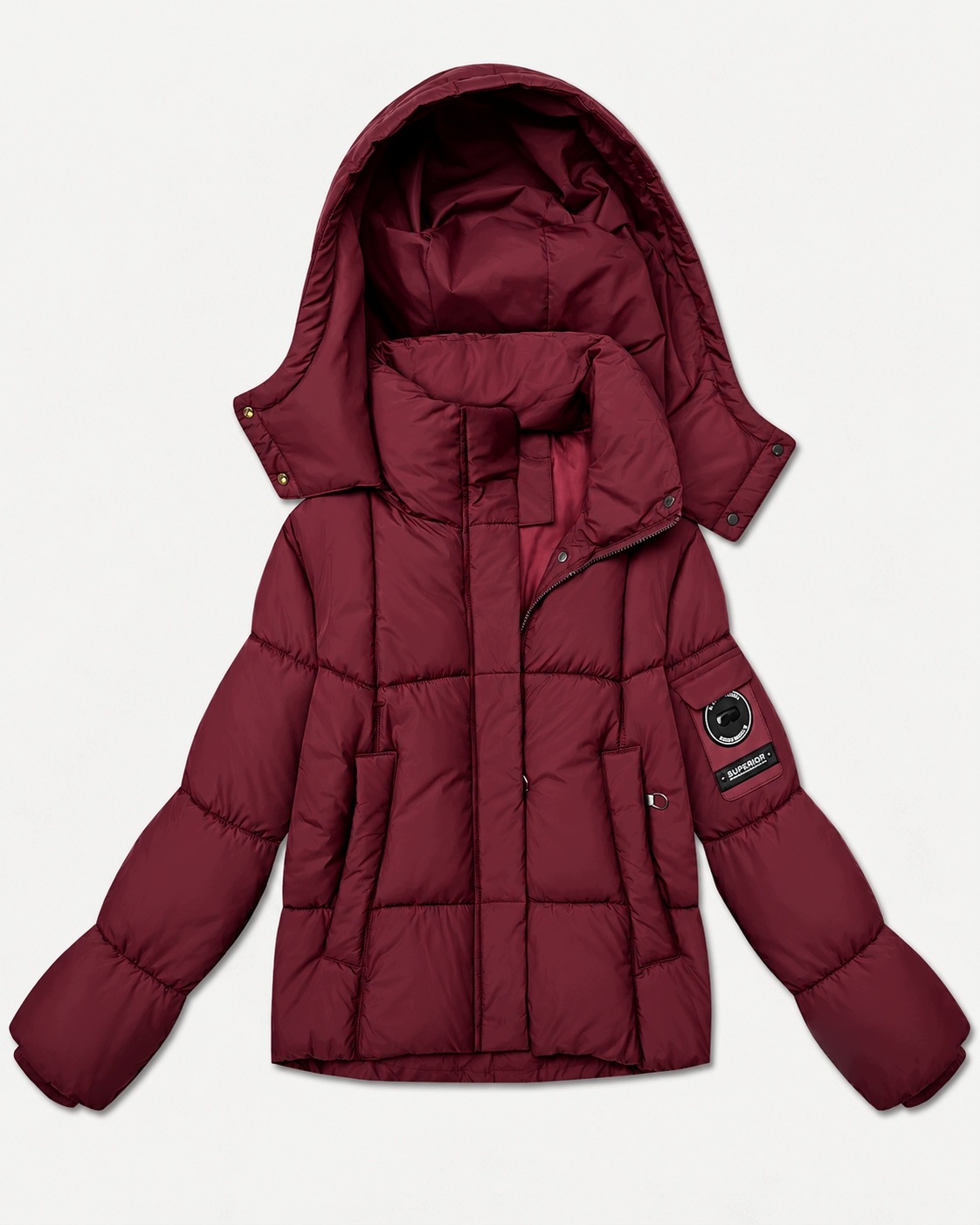 Pikovaná Bunda S Kapucí B6061 Bordo XL (42)