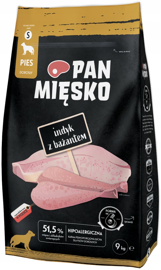 Pan Mięsko Karma sucha dla psa indyk z bażantem małe rasy 9 kg