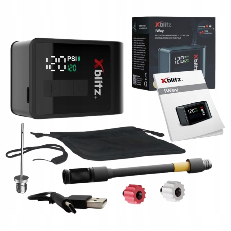 Xblitz Iway Přenosná Mini Elektrická Pumpa Pro Koloběžky, Jízdní Kola A Míče