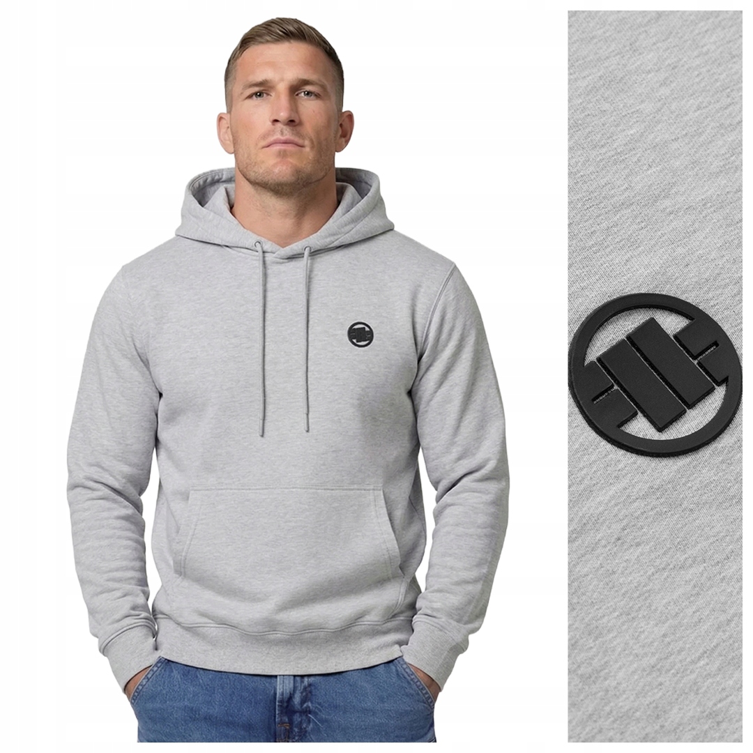 Pánská mikina s kapucí Pit Bull „small Logo Nugget“ – šedá, velikost XL