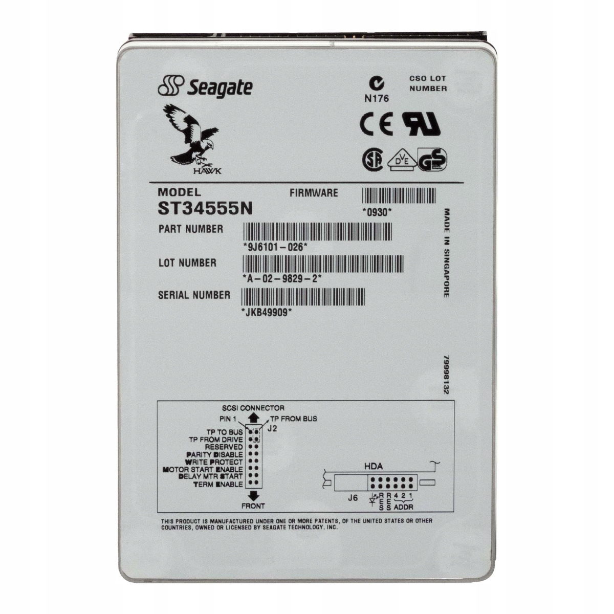 Seagate Hawk 4XL 4GB 7.2K Ultra Scsi 3.5'' ST34555N