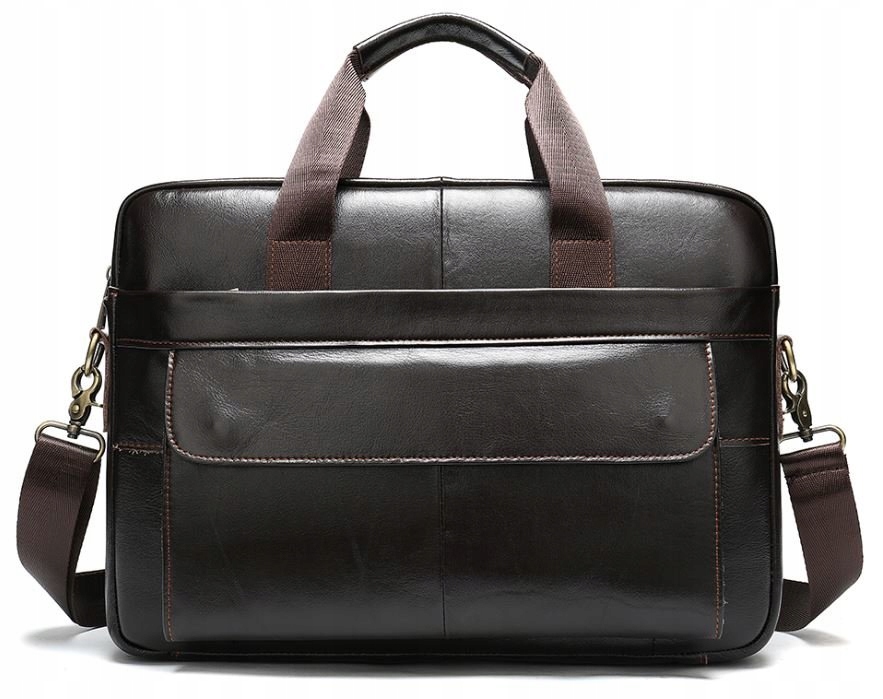 Torba na laptopa skóra naturalna - ciemny brąz