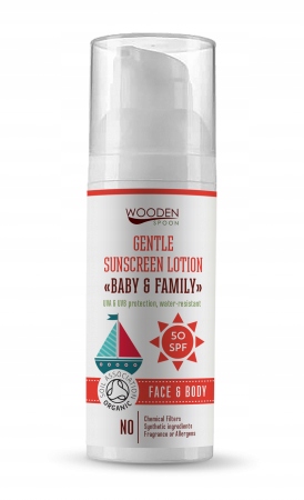 Delikatny kr.na słońce SPF 50 dla niemowląt 50 ml. Wooden Spoon
