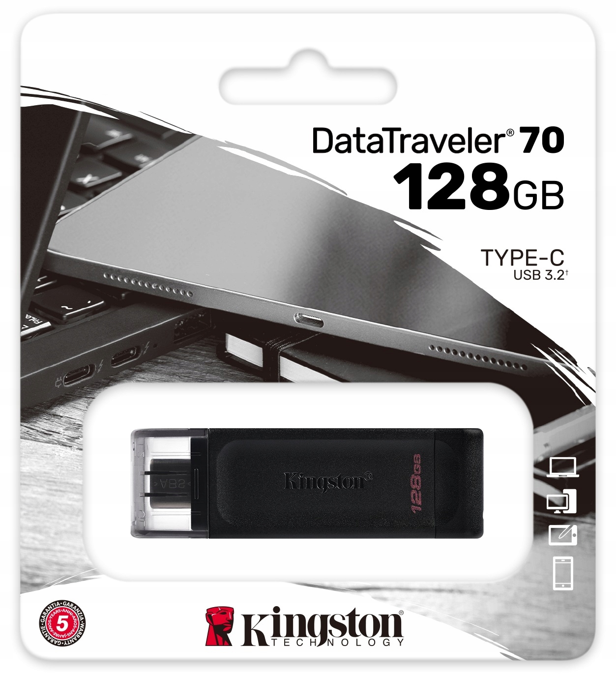 KINGSTON PENDRIVE PAMIĘĆ DT70 USB-C 3.2 128 GB