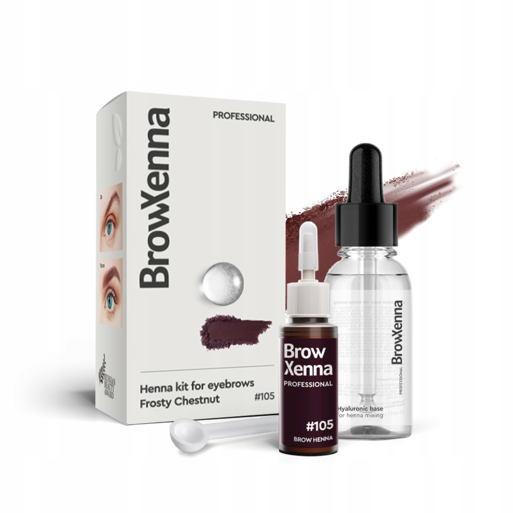 105 Frosty Chestnut Henna Pudrová na obočí Teplý bronz s hyaluronovou bází –