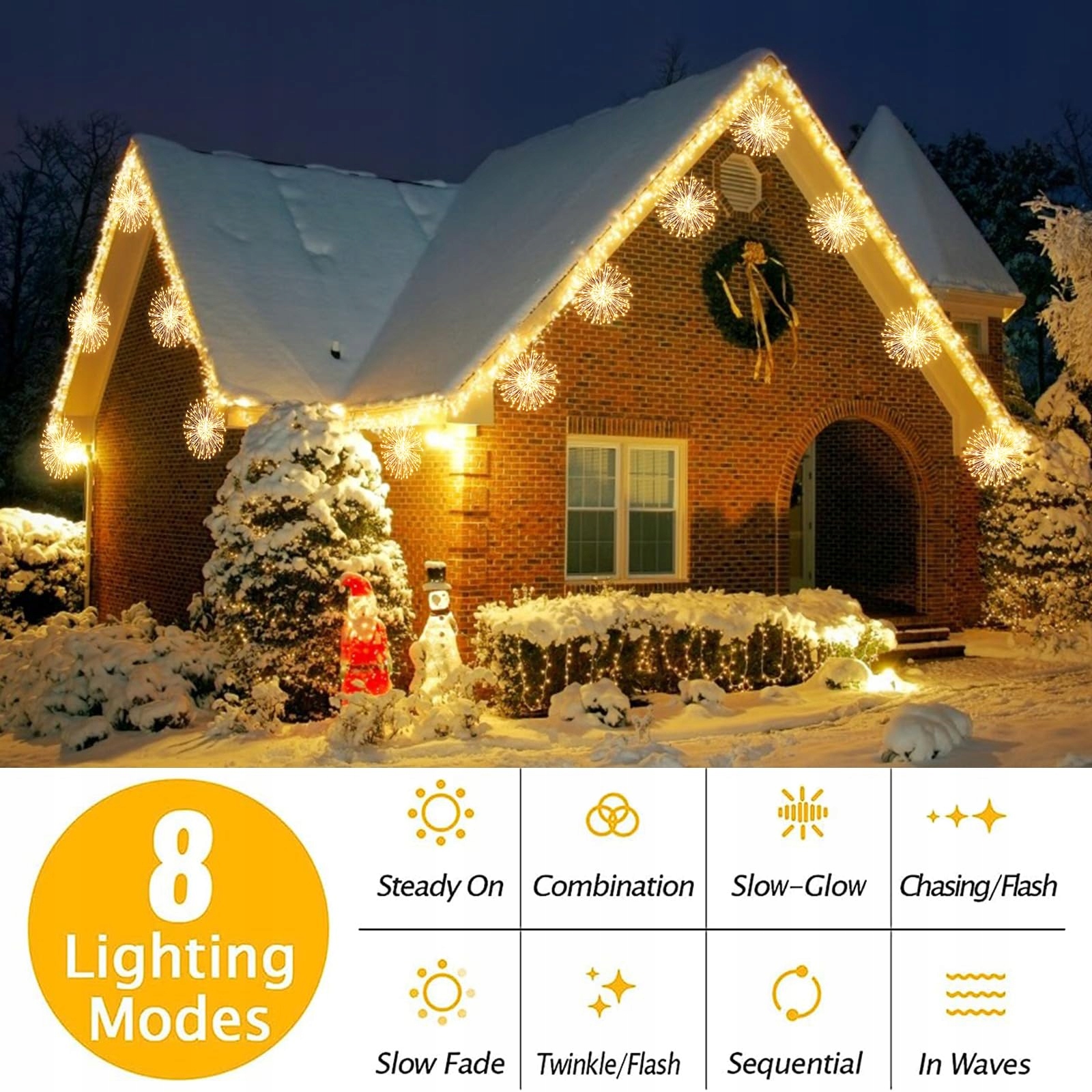 ACXILEXY 4 Sztuki Solarne Lampki Ogni Sztucznych 480 LED Wodoodporne — miniatura 5