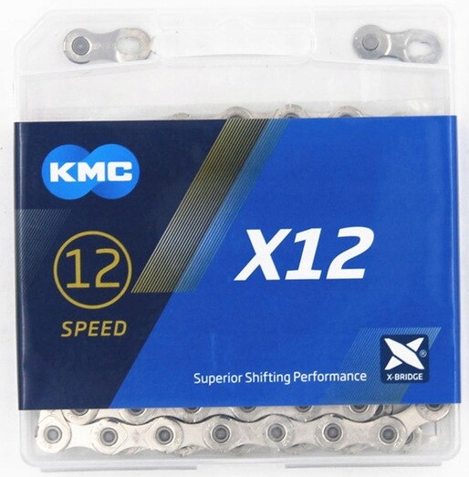 Łańcuch Rowerowy Kmc X12 Silver 12-rz 126 Spinka Box