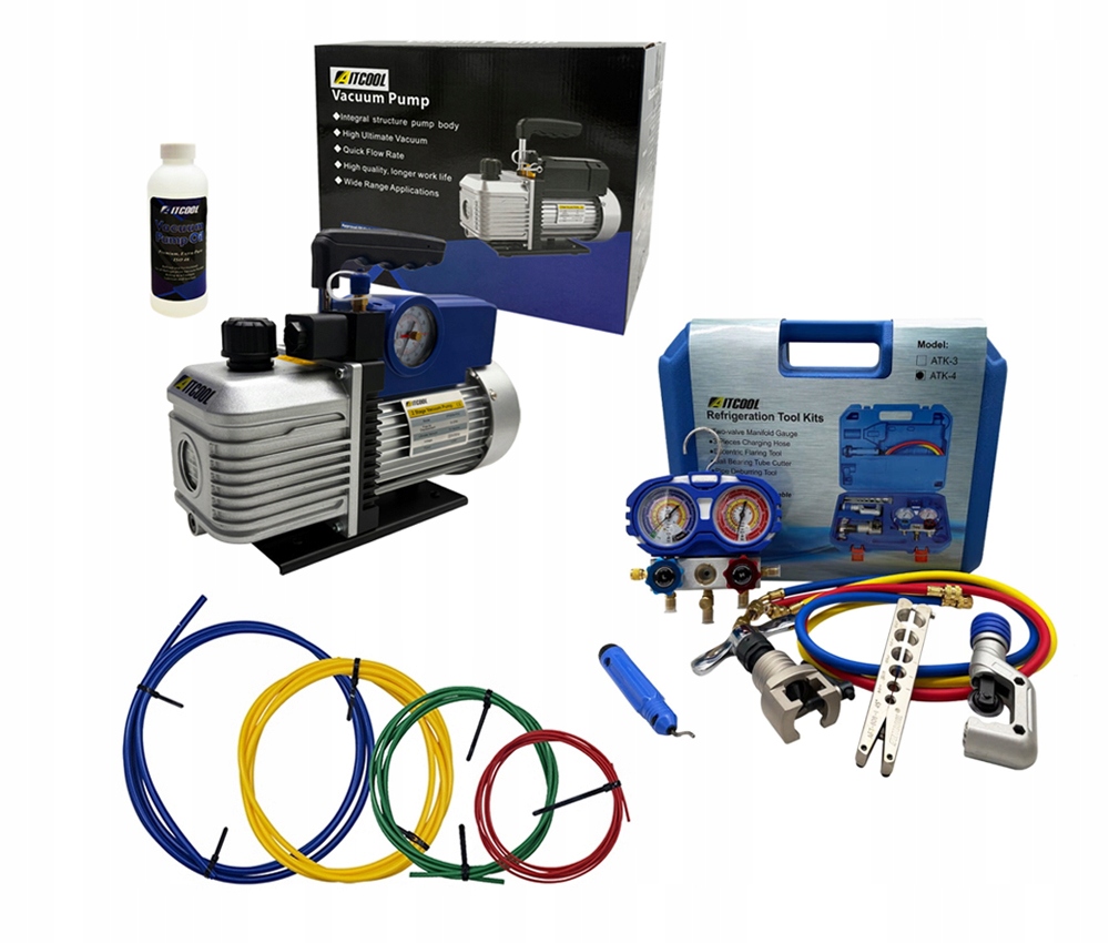 Vákuová pumpa Aitcool VP260M-SG 142L/min Sada nástrojov ATK-4 Náplne