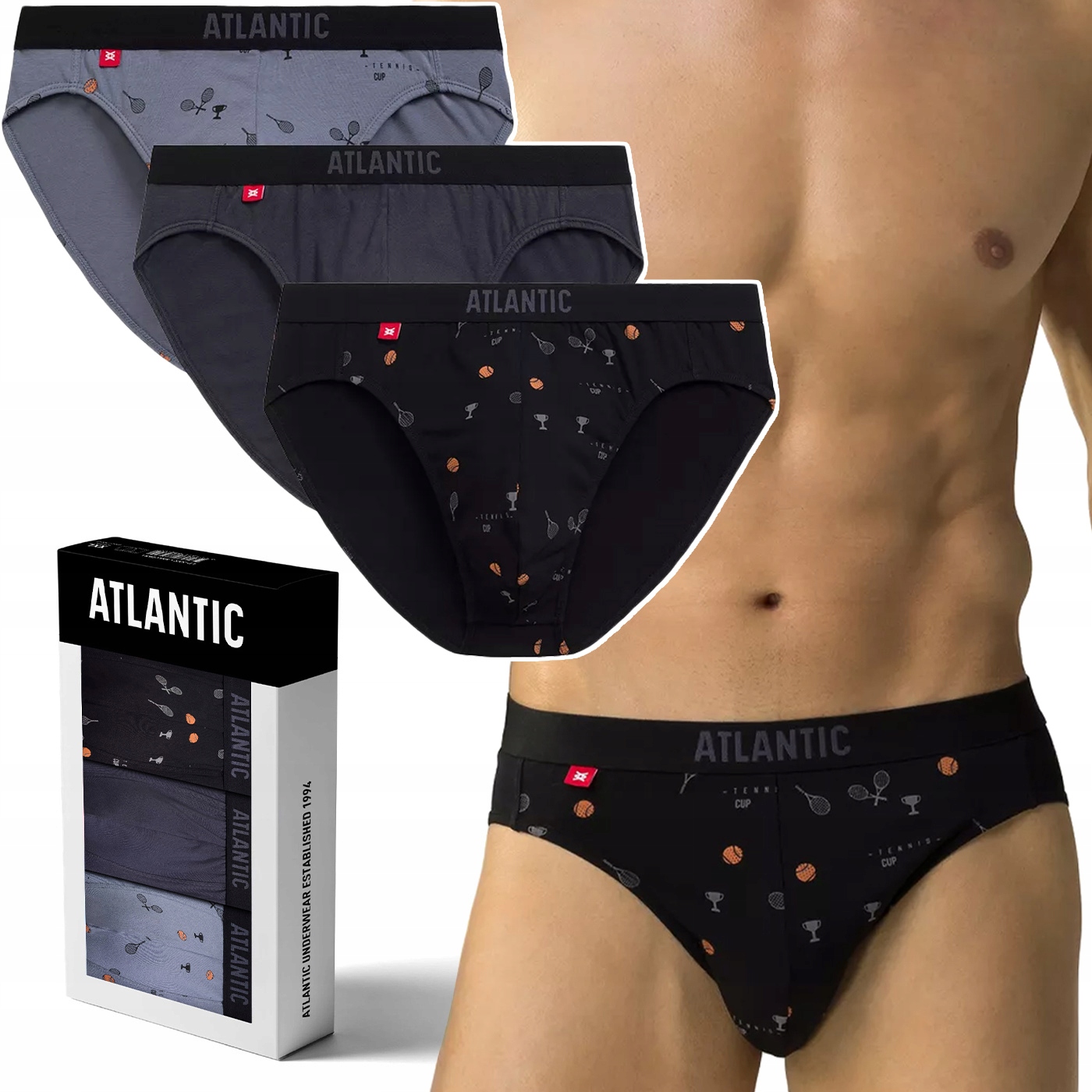 Atlantic 3MP-171 pánské přiléhavé slipy Bavlněné 3 Páry XL